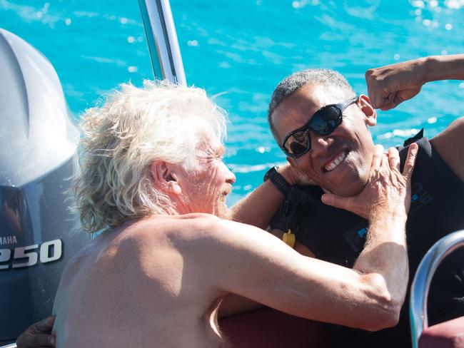 Pictures of Obama kitesurfing and messing about in boats with Richard Branson shows he is not missing life in office one bit. Picture: AFP PHOTO / Hijack.life/Virgin.com / JACK BROCKWAY