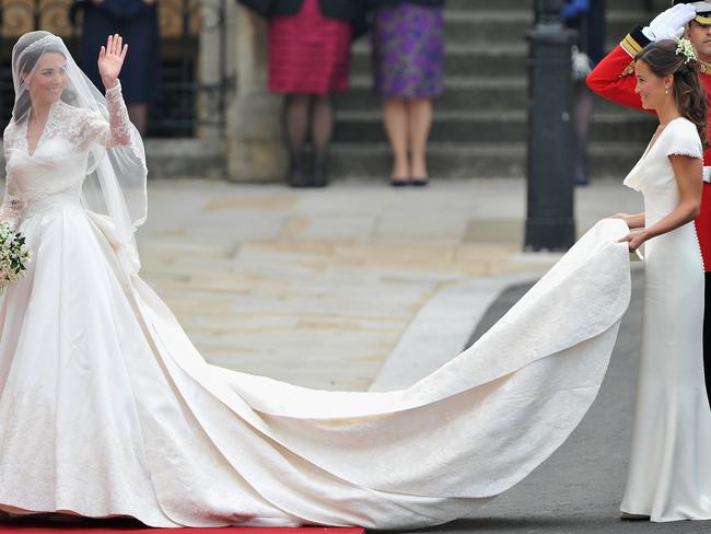 Pippa is likely to opt for something svelte with sleeves, expert say, but Kate won’t be returning the favour as bridesmaid. Picture: pascal Le Segretain/Getty Images.