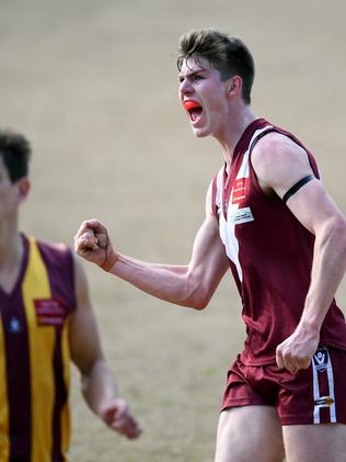 Thomas Chalkley celebrates a goal against Monbulk Picture: Andy Brownbill