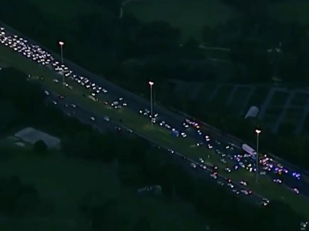 Traffic was banked up in the area. Picture: Ten News