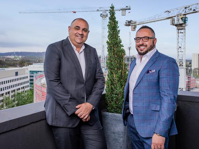 The CEO of national real estate network The Agency, Matt Lahood (L) has announced plans to push into the Canberra market with Peter Micalos (R) at the helm. Supplied