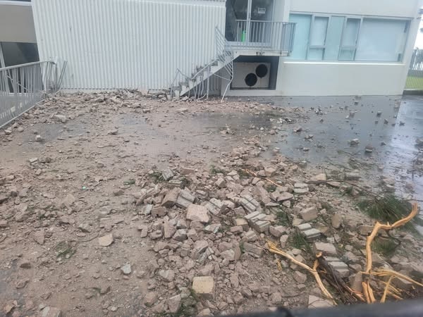 The side of the One Building in Surfers Paradise crashed into the car park. Picture: Supplied.