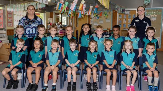 Bucasia State School Prep S Back row: Mrs Emma Williamson, Bronte, Julian, Evan, Cooper, Milana, Rhion, Reagan, Elsa, Harmony, Ms Annie Ware Front row: Ruben, Rylee, Henry, Vincent, Addison, Kora, Melanie, Harley Picture: Michaela Harlow.