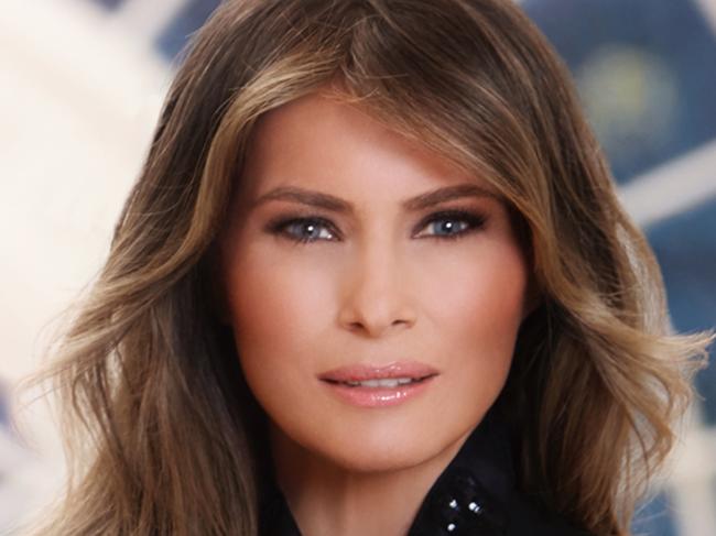 WASHINGTON, DC - APRIL 2017: In this handout image provided by the White House, First Lady Melania Trump poses for her official portrait in her residence at the White House April 2017 in Washington, DC. (Photo by The White House via Getty Images)