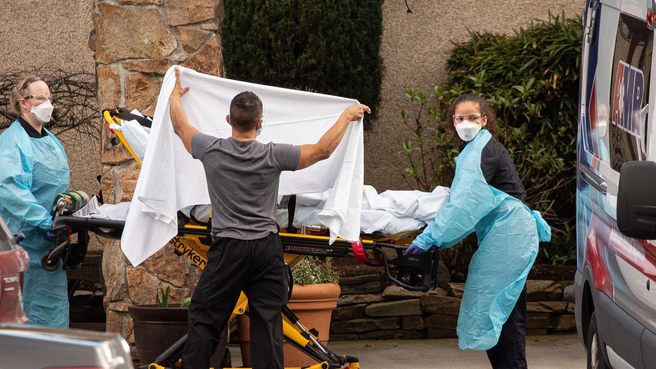 A patient is transported from Life Care Centre in Kirkland, Washington, in February 2020. Picture: David Ryder/Getty Images/AFP
