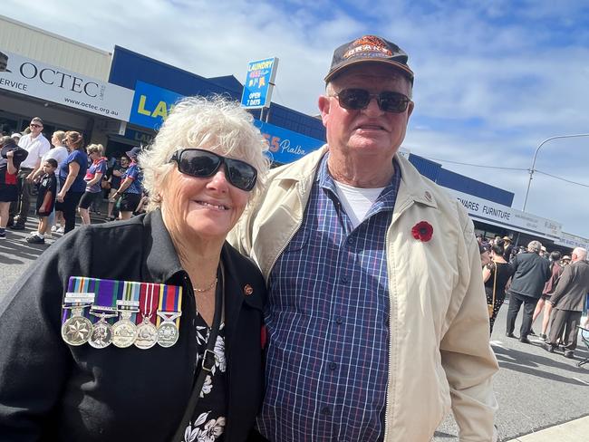 Peter and Shirley Rogash enjoying the Anzac Day march.