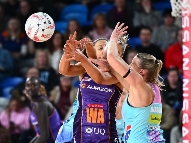 Firebirds’ Lara Dunkley competes for the ball. Picture: Getty Images