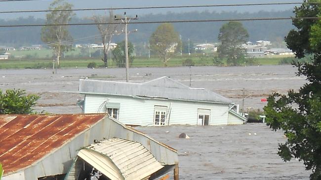 A photograph from witnesses during the Lockyer Valley 2011 flood, which was presented at a Flood Inquiry in 2015. Pictures: Jack Tran / The Courier Mail