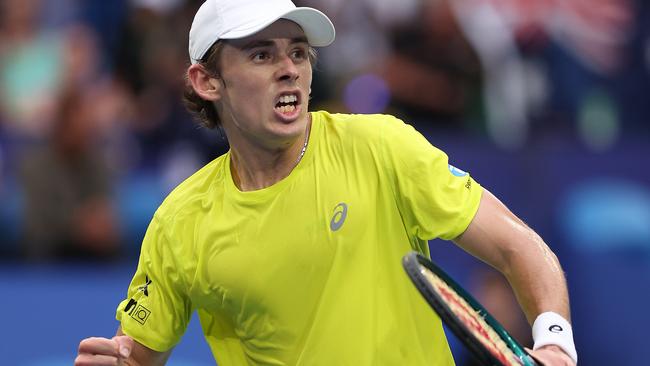 Alex de Minaur was fired up. Photo by Paul Kane/Getty Images.