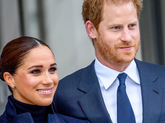 NEW YORK, NEW YORK - SEPTEMBER 23: Meghan, Duchess of Sussex and Prince Harry, Duke of Sussex visit One World Observatory at One World Observatory on September 23, 2021 in New York City. (Photo by Roy Rochlin/Getty Images)