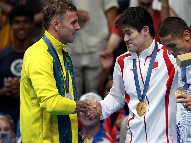 NCA. PARIS FRANCE 2024 OLYMPIC GAMES. July 31 - Day 5Kyle Chalmers wins silver as Pan Zhanle  wins the Mens 100m Freestyle Final  at the Paris La Defense Arena  Picture: Adam Head