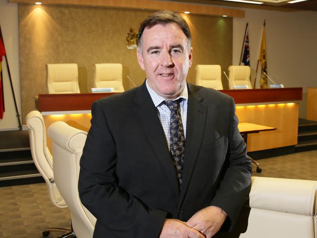 Lawrie McKinna in his mayoral office at Gosford Council chambers