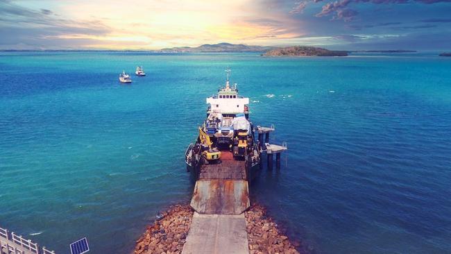 Sea Swift vessel Titan arriving at Badu Island in the Torres Strait. Picture: Sea Swift