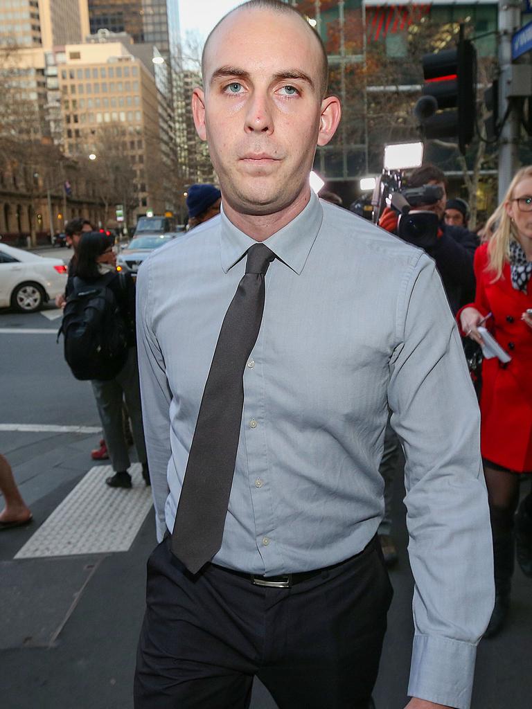 Jordan Dittloff leaves the Melbourne Magistrates Court in 2015. He would later be imprisoned. Picture: Ian Currie