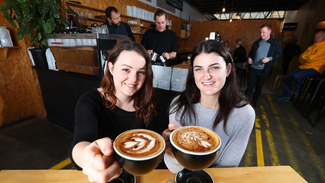 25.6.2018.Tell Henry was recently was judged by the public in an online poll as the best coffee shop in the east.Tell Henry customers Jordan Navacchi,23,and Katherine MacDonald,23. ( 0426 824 304).   PIC TAIT SCHMAAL.