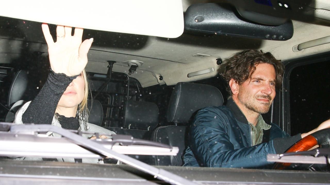 Bradley Cooper arrives at Leonardo DiCaprio's 48th birthday party with Kate Hudson. Picture: BACKGRID Australia