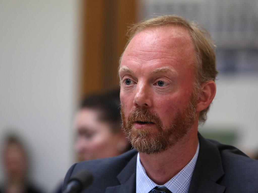 Dr David Nation, Managing Director of Dairy Australia appearing at a Senate Estimates hearing at Parliament House in Canberra. Picture Kym Smith