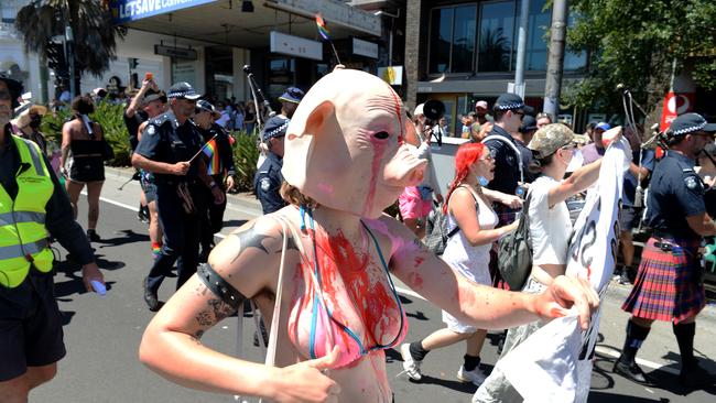 Protesters reportedly surrounded police and clashes broke out. Picture: Andrew Henshaw