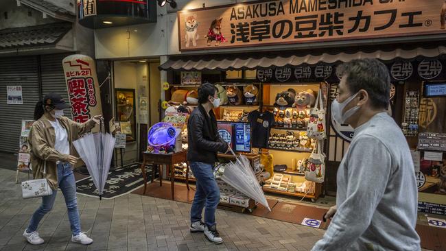 A shopping arcade in Asakusa, Tokyo in April this year. Picture: Getty Images