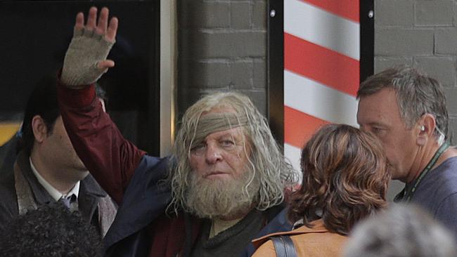 Sir Anthony Hopkins on the set of Thor Ragnarok in Brisbane. Picture: Adam Armstrong