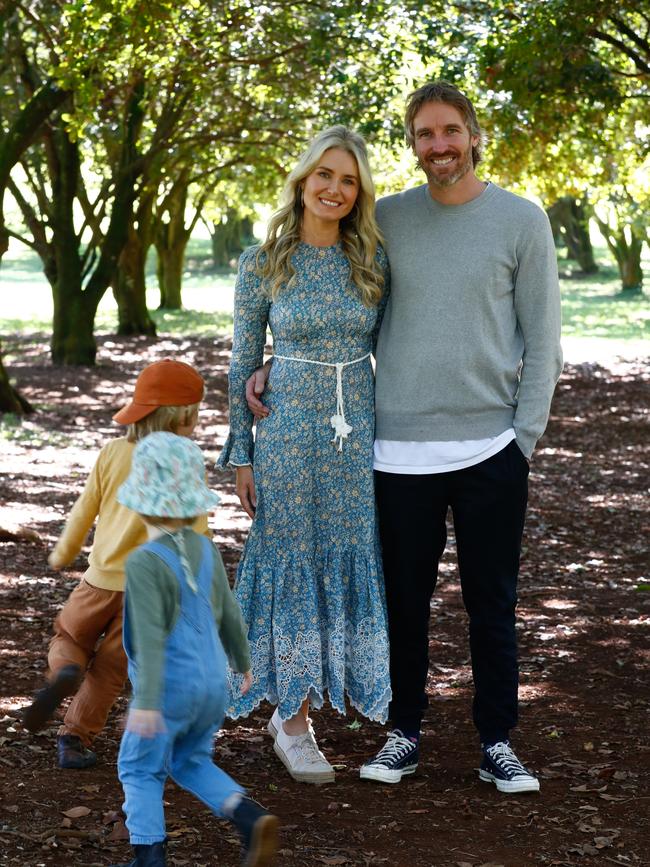 Magdalena Roze and Darren Robertson are enjoying spending more time with their boys. Picture: Danielle Smith