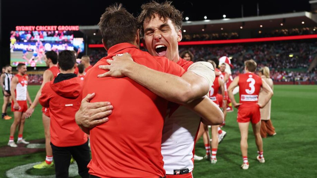 Ryan Clarke’s gone from toiling away in the VFL to an integral part of Sydney’s defensive plan in the forward half. Picture: Getty Images