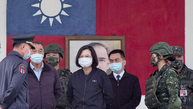 Taiwan's President Tsai Ing-wen visits a military base in Chiayi last week. Picture: AFP