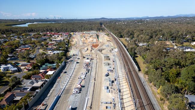 Work on Stage 1 North of the Coomera Connector pictured at Monterey Keys in July. Picture: TMR