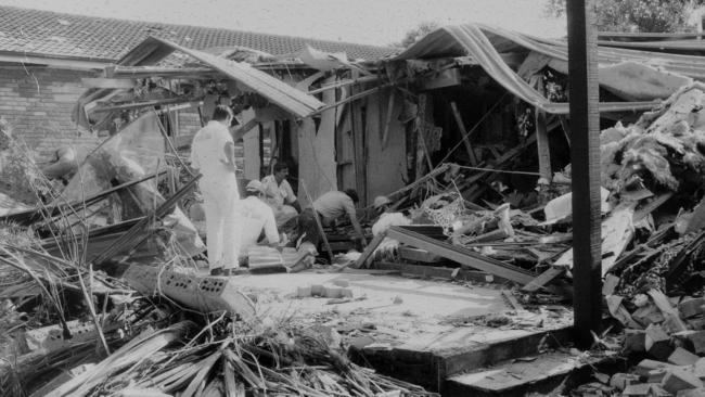 Justice Richard Gee's home after it was bombed. Picture: Manly Daily