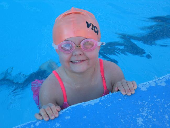 Mykaela Vicary before her swimming lessons at the Biggenden pool. Photo Erica Murree / Central &amp; North Burnett Times