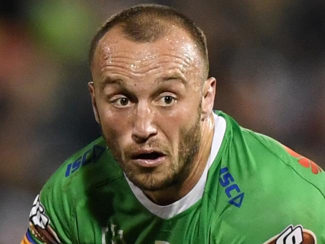 Josh Hodgson of the Raiders during the Round 19 NRL match between the Penrith Panthers and the Canberra Raiders at Panthers Stadium in Sydney, Sunday, July 28, 2019. (AAP Image/Joel Carrett) NO ARCHIVING, EDITORIAL USE ONLY