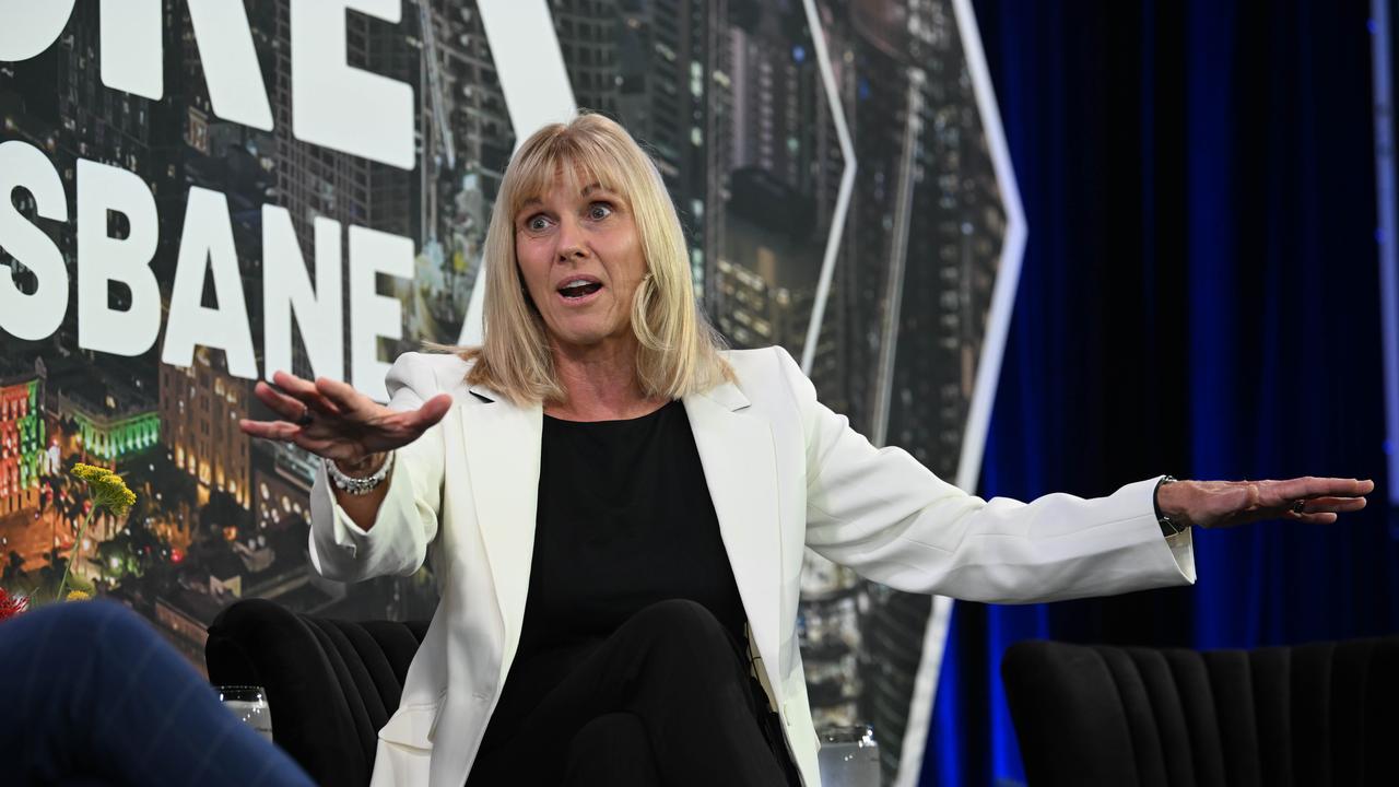 2032 Olympic CEO Cindy Hook speaks during the 2032 Planning and Legacy session at the Future Brisbane Summit. Picture: Lyndon Mechielsen/Courier Mail