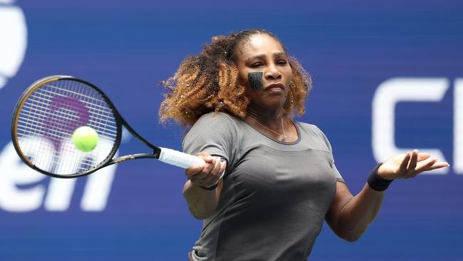 NEW YORK, NEW YORK - AUGUST 28: Serena Williams practices in preparation for the 2022 US Open at USTA Billie Jean King National Tennis Center on August 28, 2022 in the Queens borough of New York City. (Photo by Matthew Stockman/Getty Images)