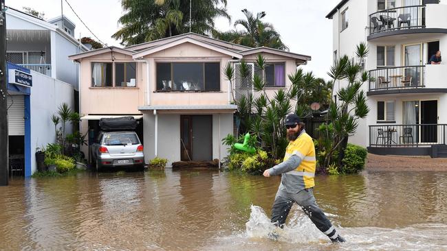 Bradman Ave, Maroochydore was closed following days of downpours. Picture: Patrick Woods.