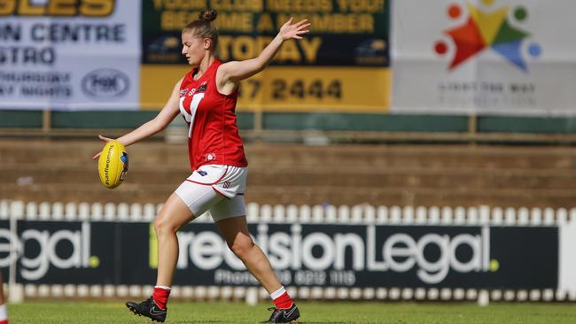 North Adelaide SANFLW footballer Kelly Barltrop in action.Picture: Deb Curtis