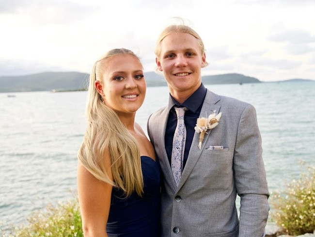 Tayla Moran and Lachlan Edmondson arriving at the Proserpine State High School Year 12 Formal held at the Whitsunday Marine Club on Wednesday, November 16, 2022.