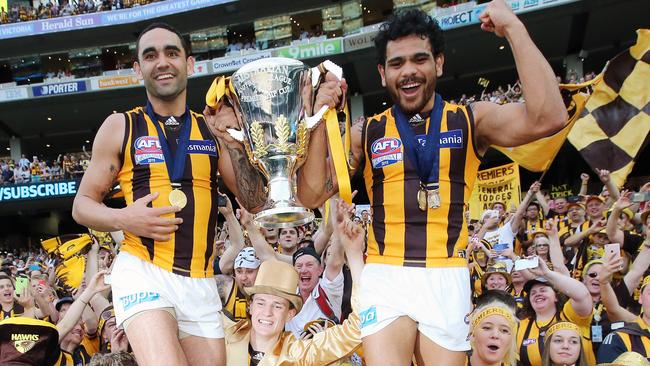 Cyril Rioli and Shaun Burgoyne are among Hawthorn’s finest premiership heroes. Picture: Alex Coppel