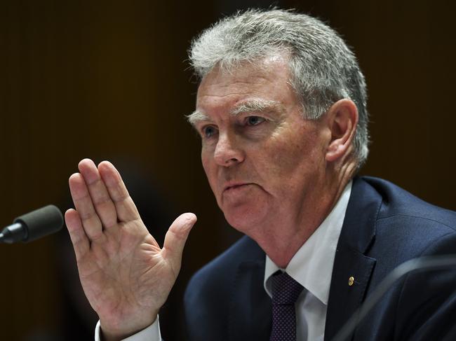 Director-General of the Australian Security Intelligence Organisation (ASIO) Duncan Lewis speaks during Senate Estimates at Parliament House in Canberra, Monday, February 18,  2019. (AAP Image/Lukas Coch) NO ARCHIVING