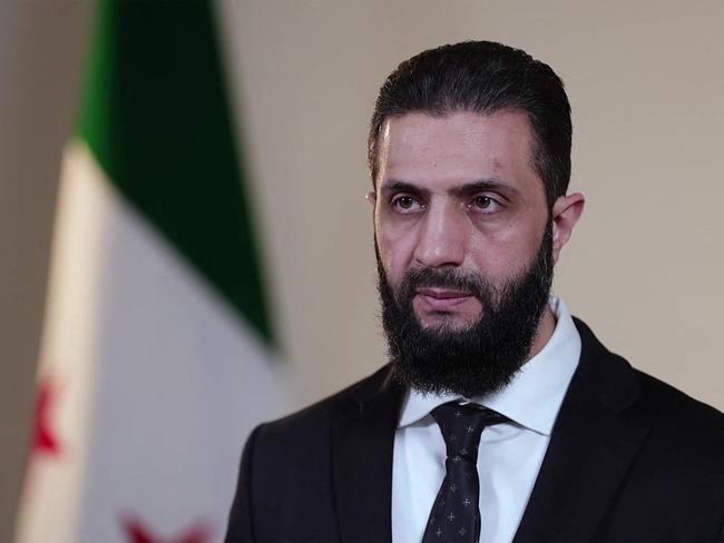 Syria's interim president Ahmed al-Sharaa speaking in Damascus on Sunday. Picture: Syrian Presidency / AFP