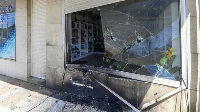 A ram raid at a shop on the corner of Addison Rd and Wynette St, Pennington. Picture: Roy VanDerVegt