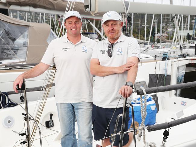 Co-owners Mark Bayles and Andrew Sinclair. Kraken 42S crew are ready to go for the Launceston to Hobart. Picture: NIKKI DAVIS-JONES