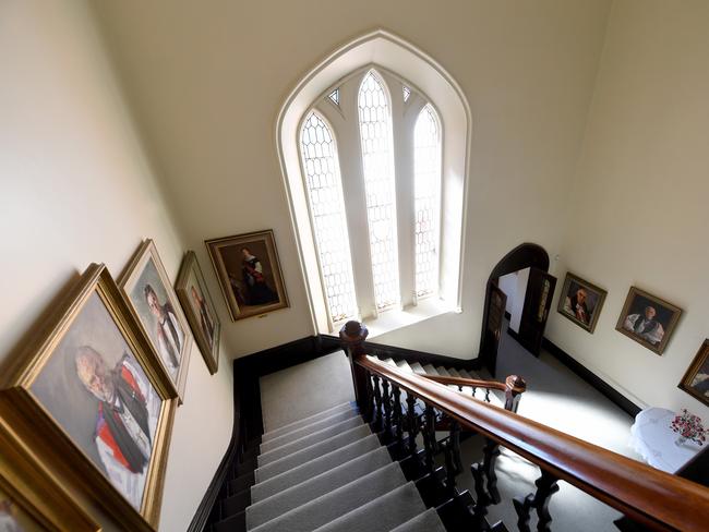 Archbishop Geoffrey Smith at Bishop's Court North Adelaide which is being put up for sale by the church. The entrance/foyer. Picture: Tricia Watkinson