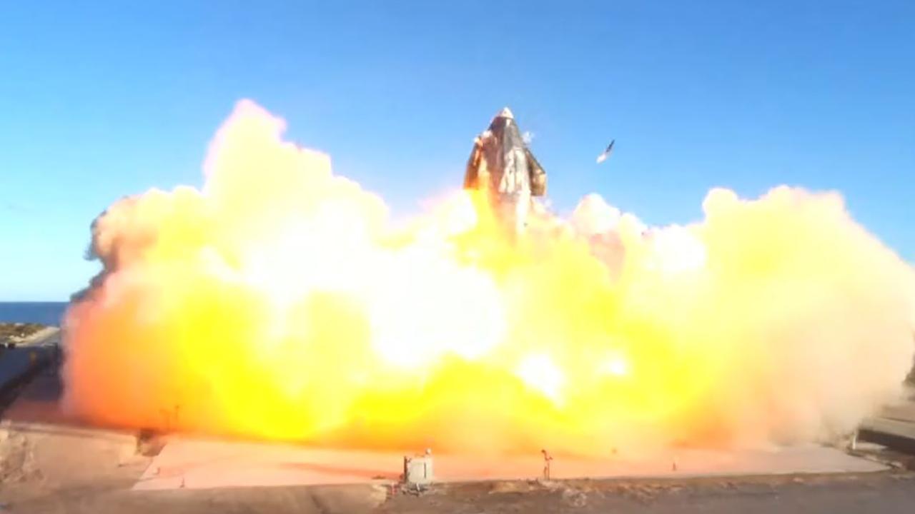 SpaceX‘s Starship SN8 rocket exploded while landing on its first ever high-altitude test flight on Wednesday. Picture: AFP