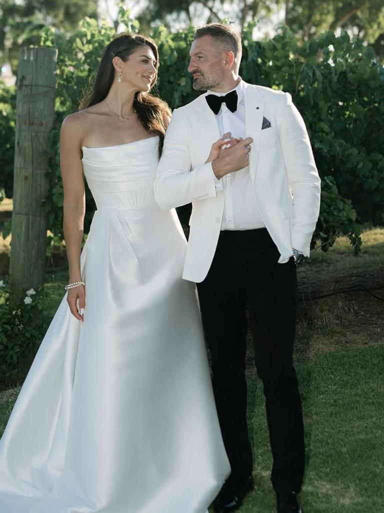 Olympian Stephanie Rice has married her husband Mark Lassey at Sandleford Wines in Perth. Picture : Novare Weddings