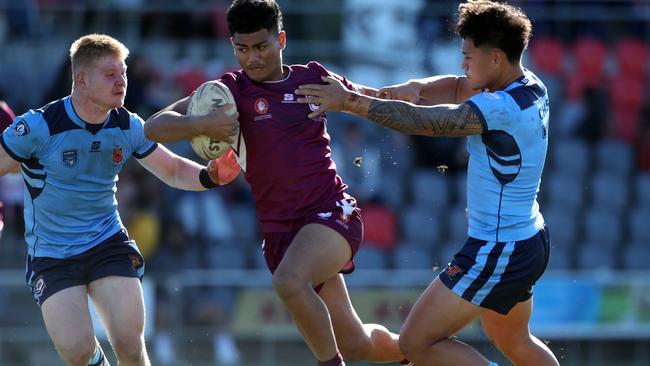 Wavell SHS’s Karl Oloapu playing for Queensland. Picture: Zak Simmonds