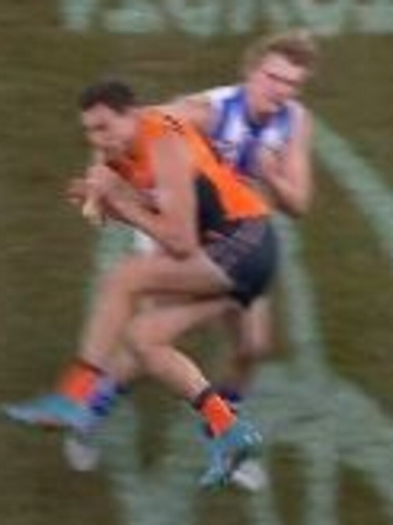 Jason Horne-Francis is set to come under scrutiny by the MRO for this hit on Josh Kelly