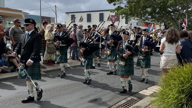 The midmorning march in Ballina on Anzac Day. Picture: Gianni Francis