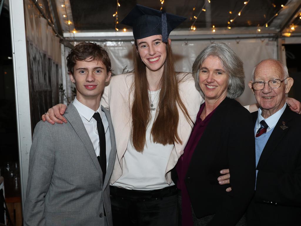 Guy Mehegan, Emily Velling, Norelle Burgess and Mike Burgess. Deakin University graduation arts and SEBE faculty. Picture: Alan Barber