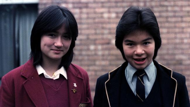 Penny Wong (l) as schoolgirl with Toby Wong in 1984.