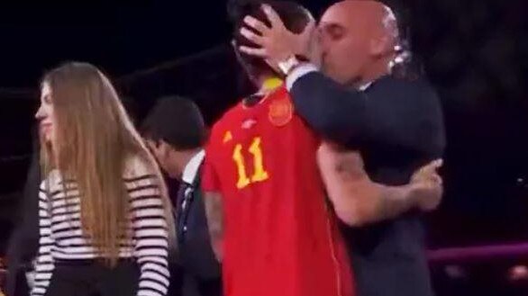 SPANISH FA chief Luis Rubiales has been slammed for grabbing and kissing star player Jenni Hermoso.